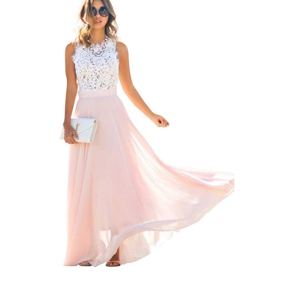 ❤HP❤ SANSA Blush Pink Pleated Maxi Dress - Picture 2 of 6